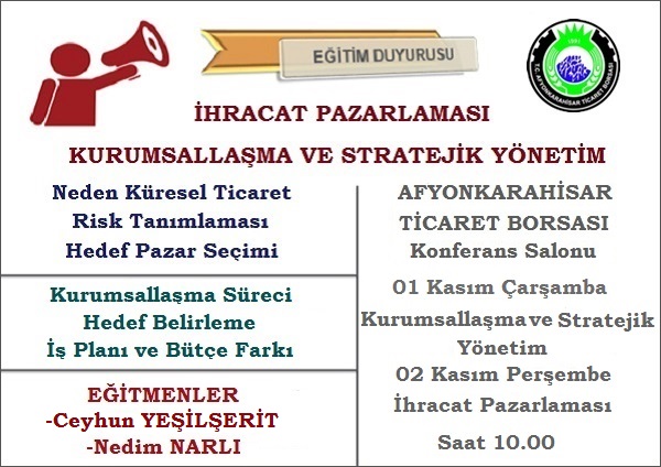 İHRACAT PAZARLAMASI,KURUMSALLAŞMA VE STRES YÖNETİMİ EĞİTİMİ